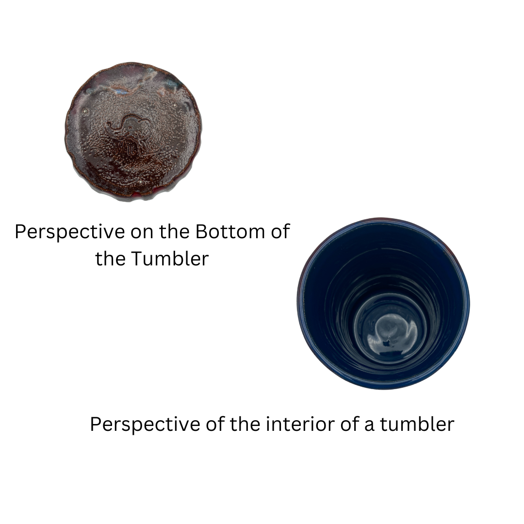 Tope and bottom image of Brown /Blue Texture Tumber Vase on white background.