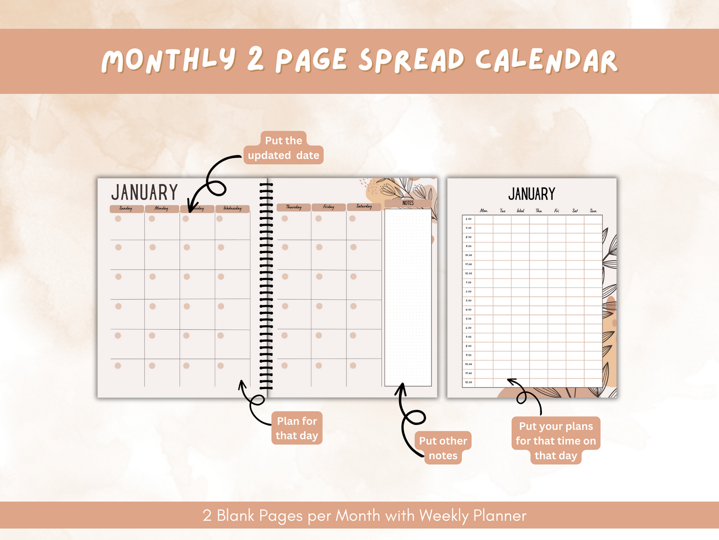 Promotional image of content inside Vision Board Planner & Workbook Bundle, displaying a vision board planner, a vision board workbook, The background has a textured, light-colored design.