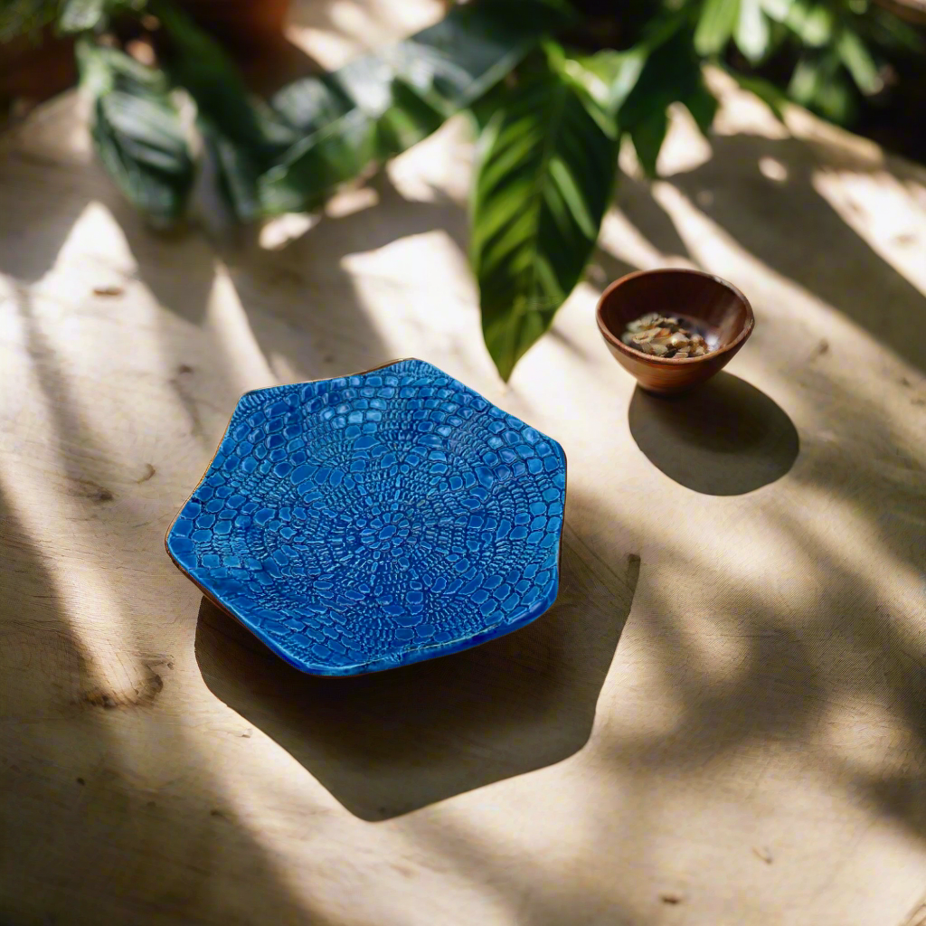 Blue Hexagon Trinket Dish