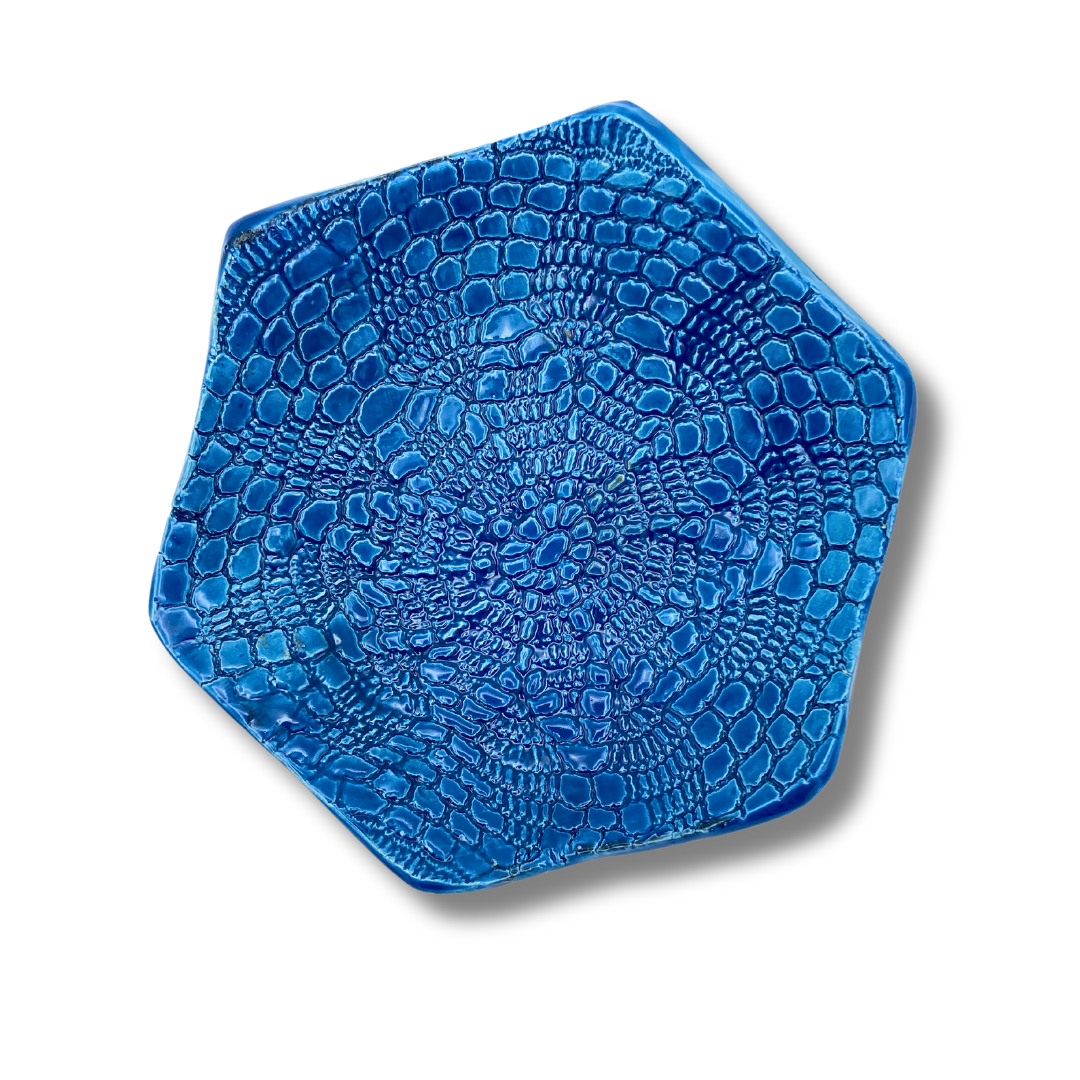 Blue Hexagon Trinket Dish