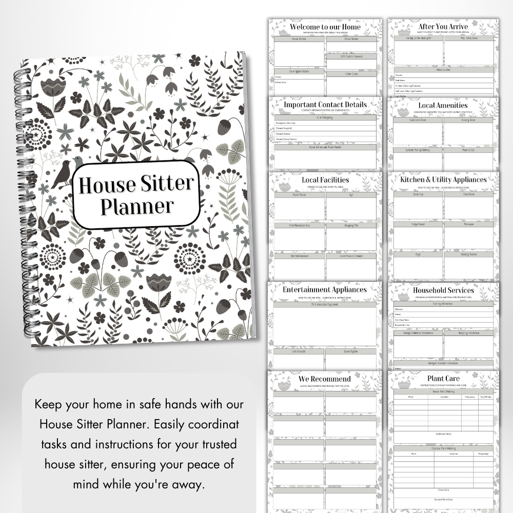 Black & White Minimalist House Sitter Planner