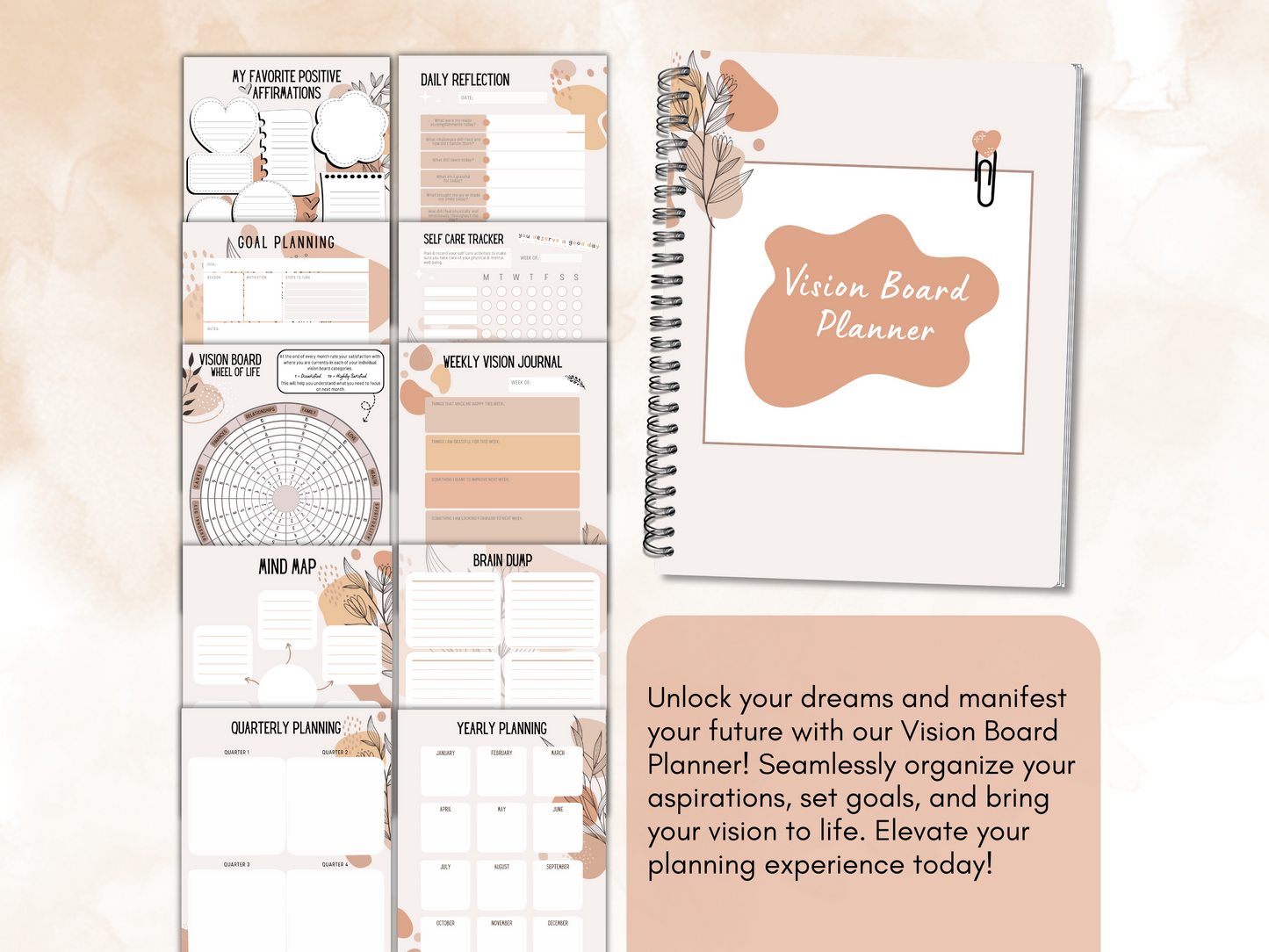 Vision Board Planner & Workbook Bundle