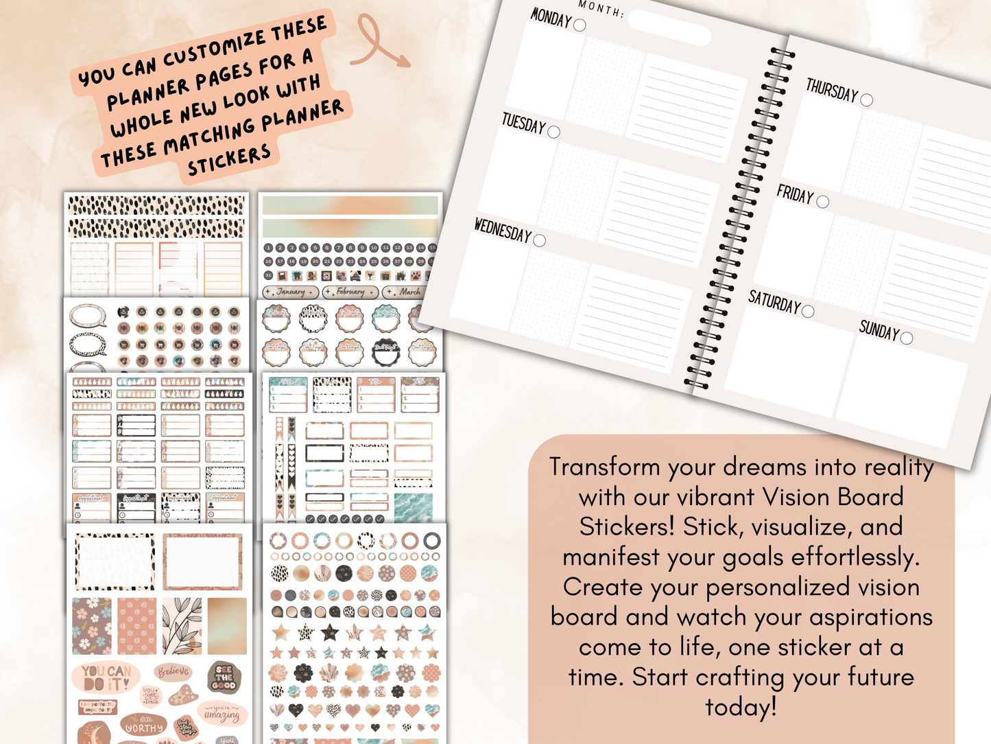 Vision Board Planner & Workbook Bundle