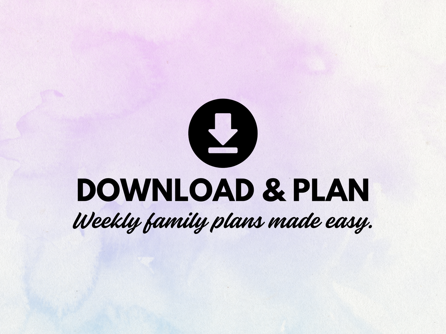 Promotional image showcasing a digital planner titled 'Weekly Family Digital Planner'. Displayed are pages of the planner with hyperlinks, index page, and weekly family planner, indicating organization for family life using digital tools like Goodnotes and Notability.  Download & Plan