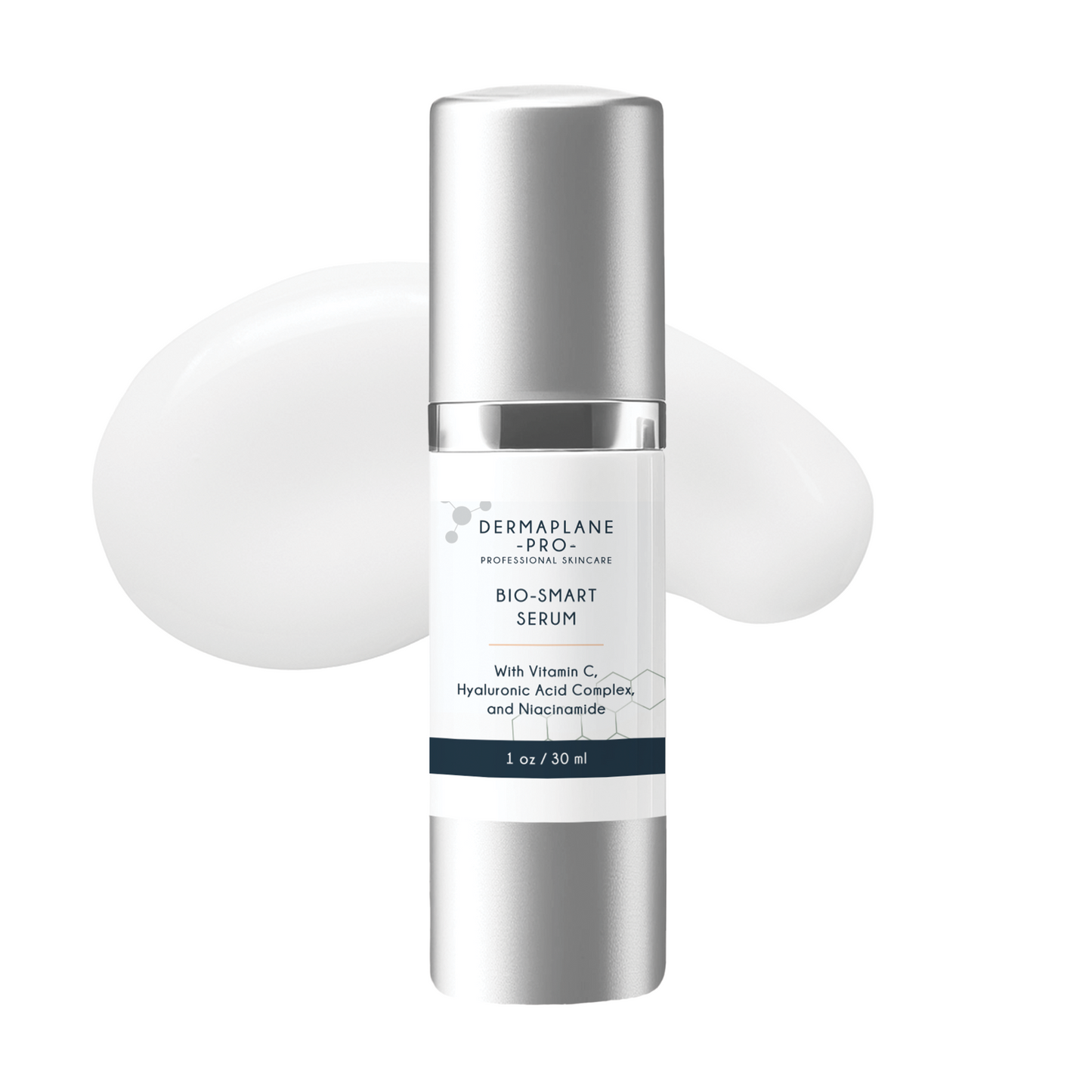 A bottle of Bio-Smart Serum by DERMALANE, designed for brightening, hydrating, and rejuvenating the skin.