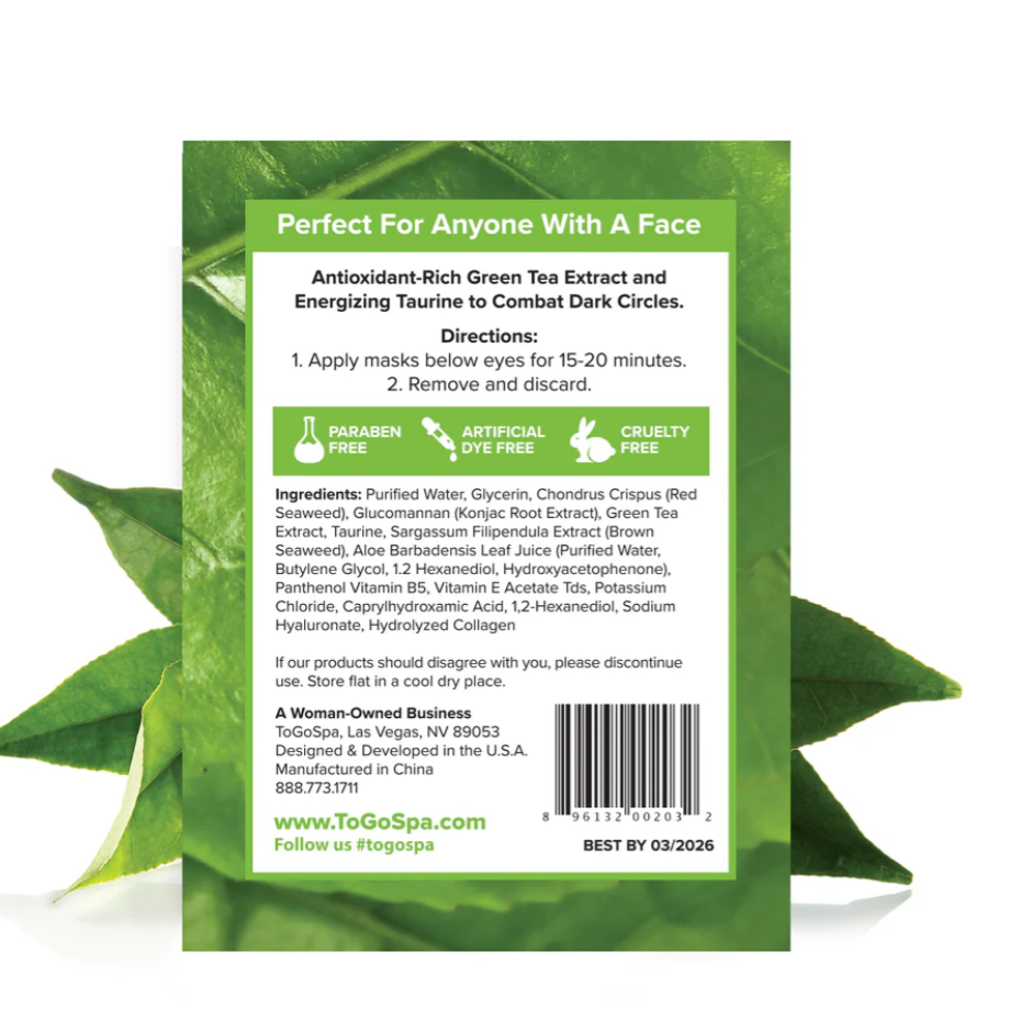 ToGoSpa Green Tea EYES Mask - The Dark Circle Warrior