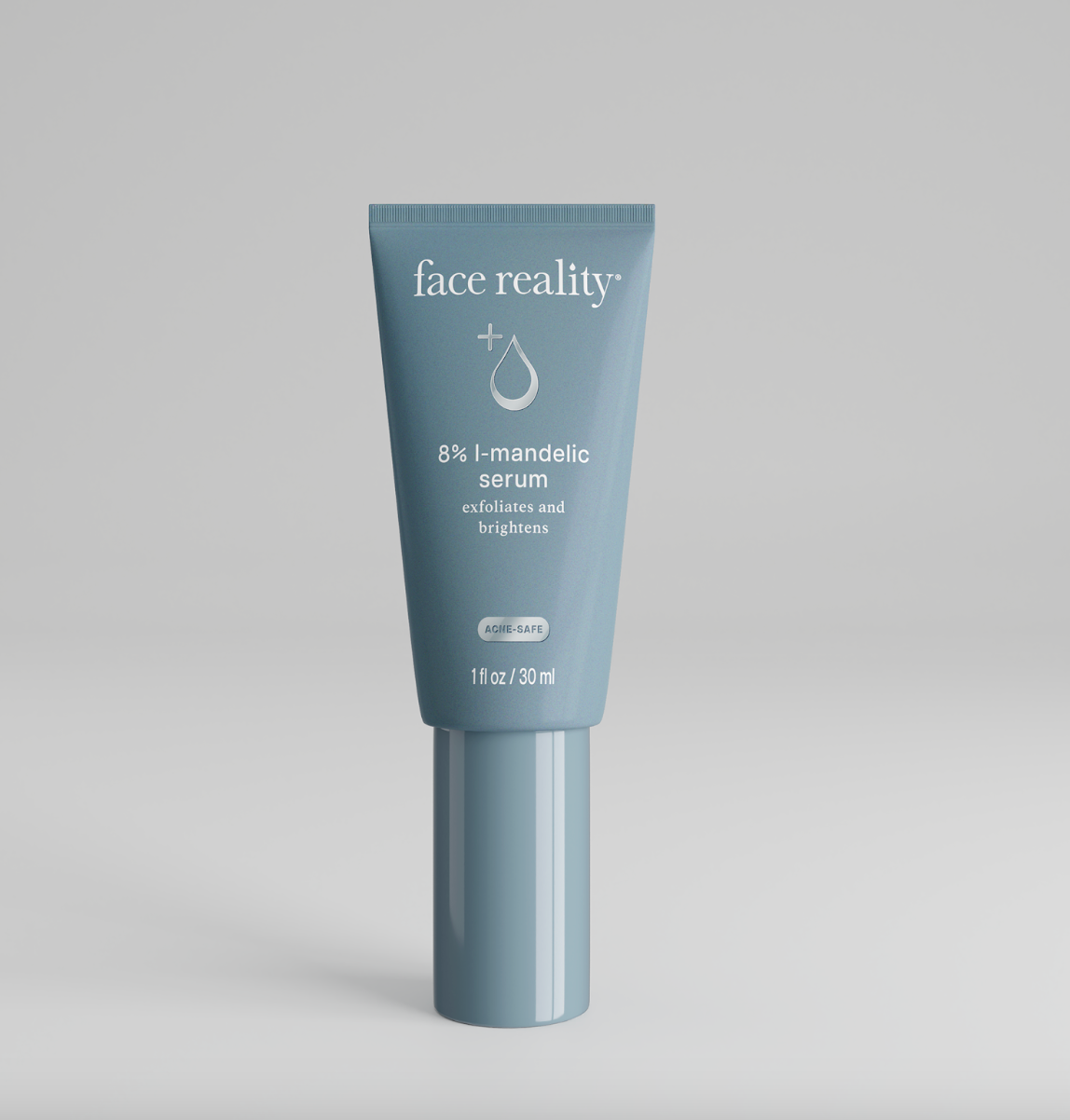 A tube of Face Reality 8% L-Mandelic Serum against a neutral background.